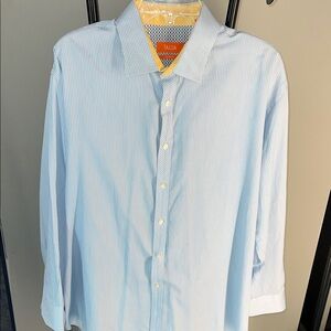 TALLIA Light Blue Thin-Striped Dress Shirt